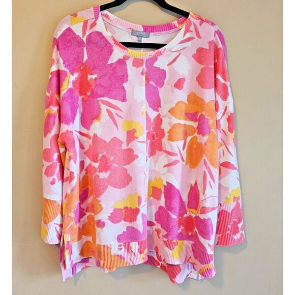 Habitat Sweater Sweatshirt Sz M Oversized Comfy, Loose Slouchy, pink, floral - Picture 1 of 4